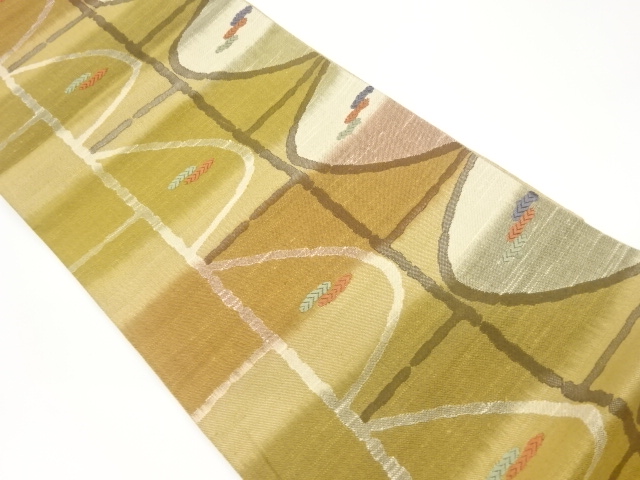 JAPANESE FUKURO OBI / JAPANESE KIMONO / TSUMUGI / WOVEN ABSTRACT